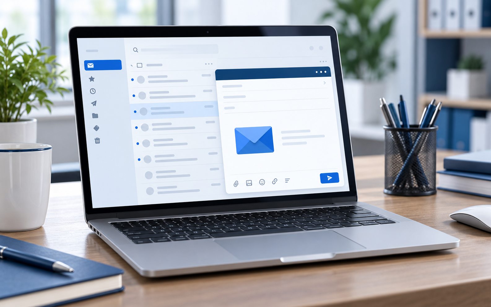 Tela de e-mail corporativo em notebook