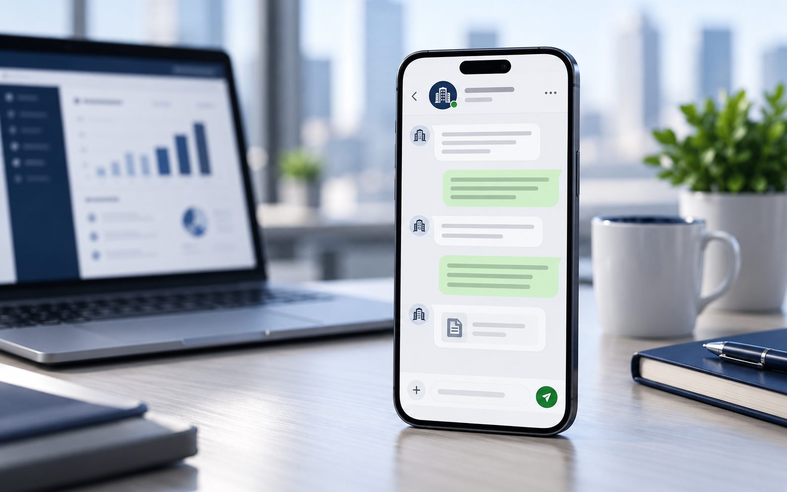 Celular com conversa comercial em um aplicativo de mensagens